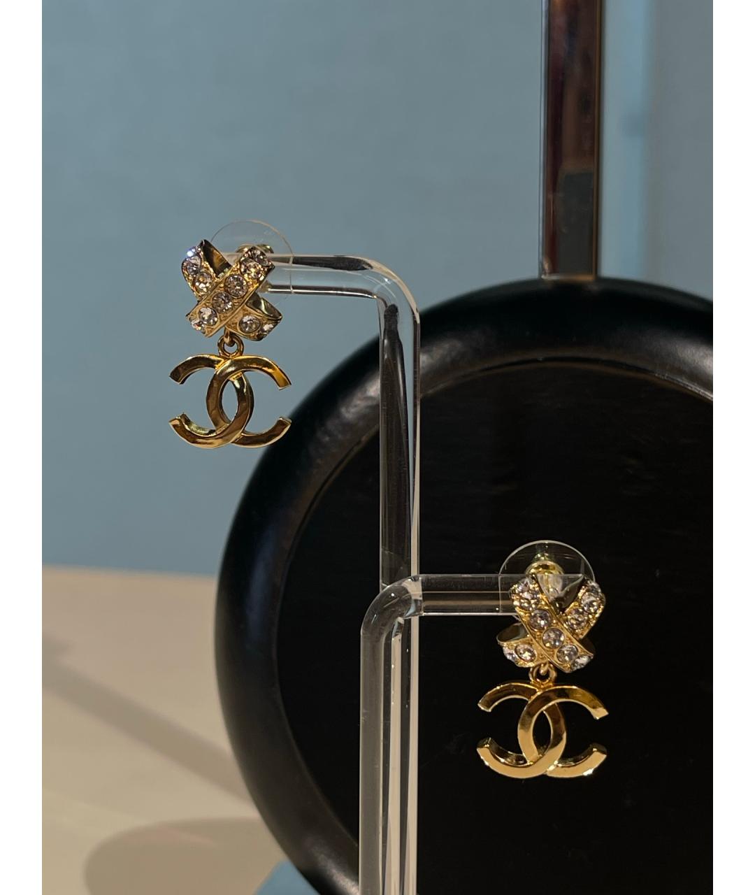 CHANEL Золотые металлические серьги, фото 4