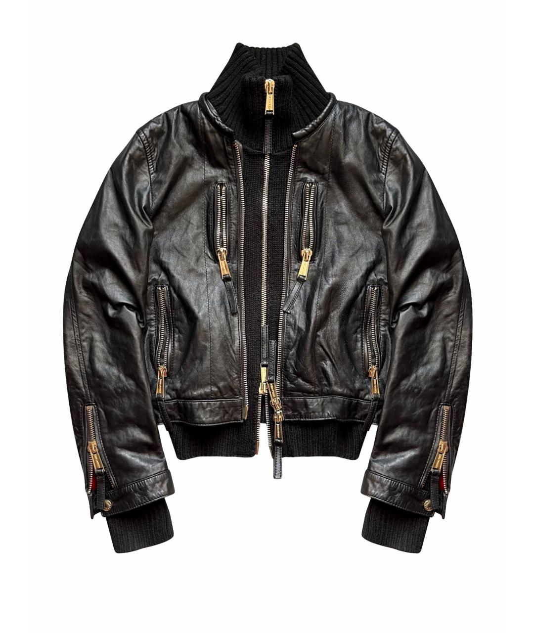 DSQUARED2 Черная кожаная куртка, фото 1