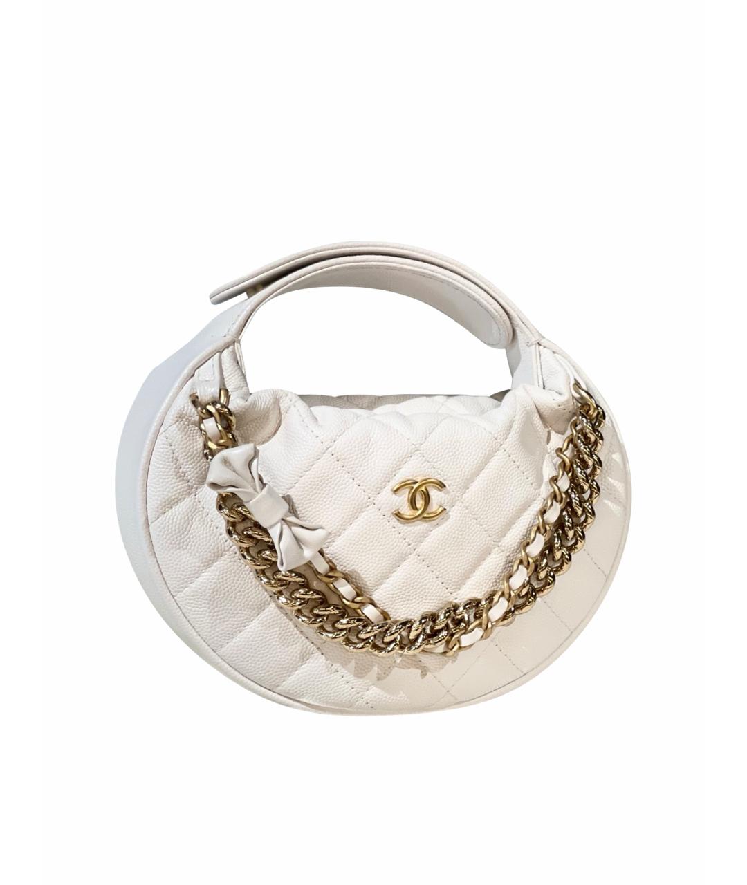 CHANEL Белая кожаная сумка с короткими ручками, фото 1