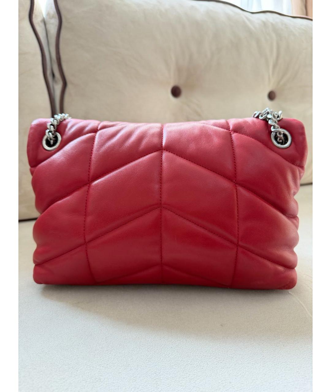 SAINT LAURENT Красная кожаная сумка через плечо, фото 3