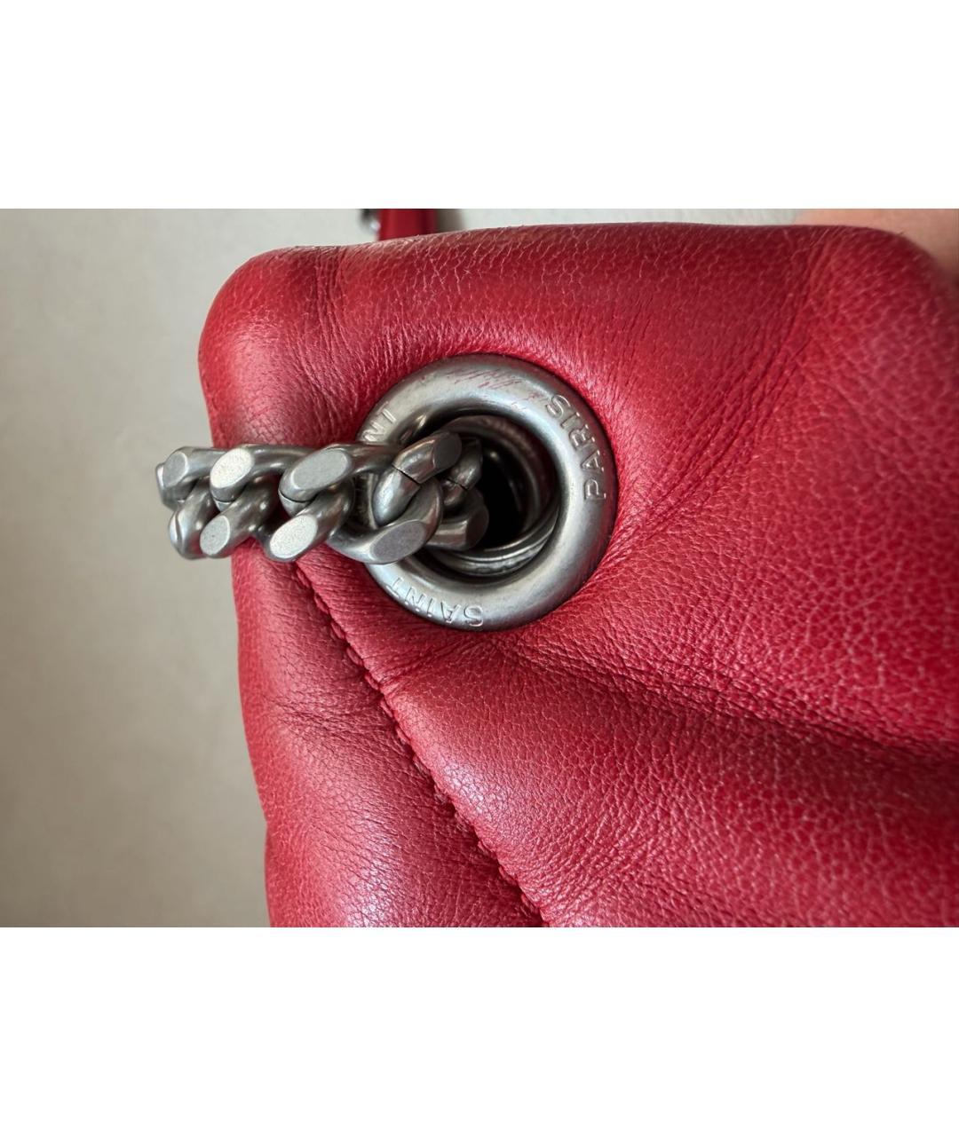 SAINT LAURENT Красная кожаная сумка через плечо, фото 7