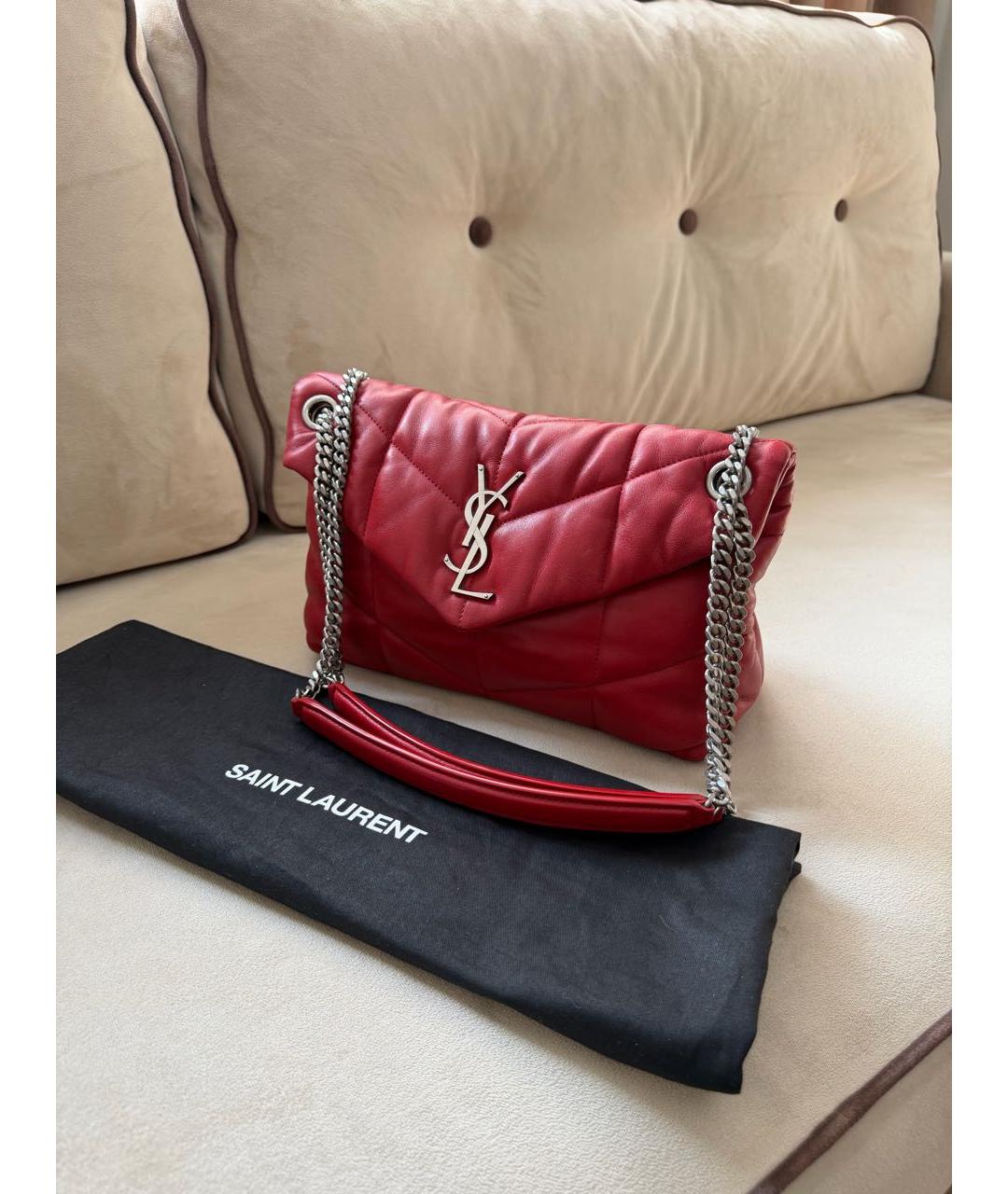 SAINT LAURENT Красная кожаная сумка через плечо, фото 2