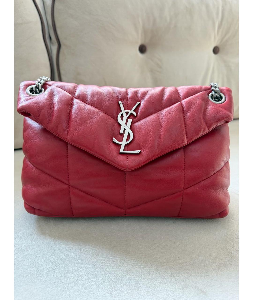 SAINT LAURENT Красная кожаная сумка через плечо, фото 8