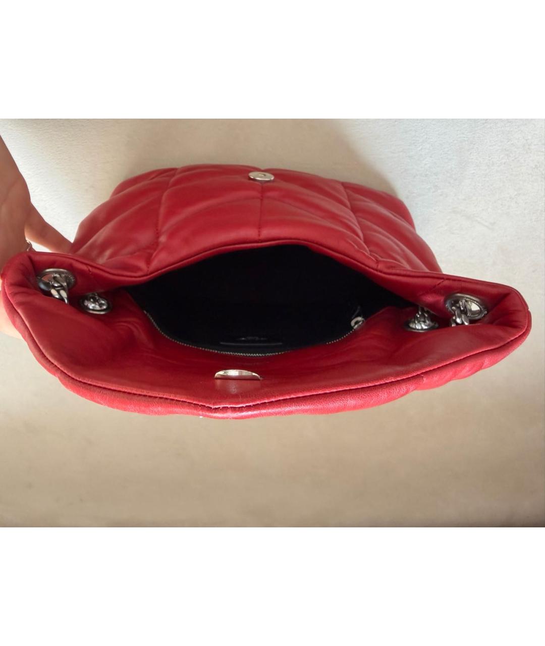 SAINT LAURENT Красная кожаная сумка через плечо, фото 4