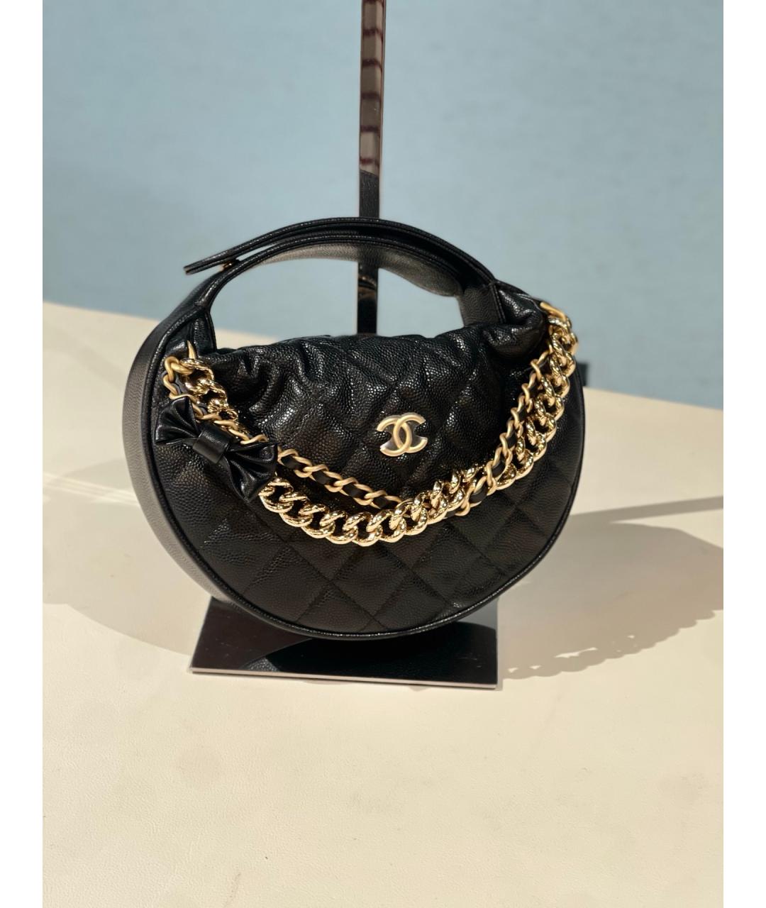 CHANEL Черная кожаная сумка с короткими ручками, фото 7