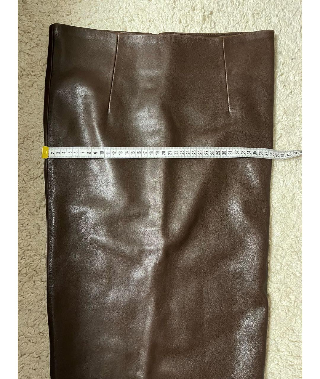 PLANTA ROSA Коричневая кожаная юбка макси, фото 6
