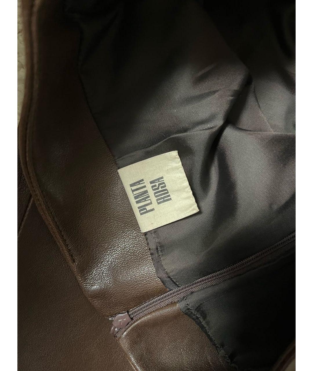 PLANTA ROSA Коричневая кожаная юбка макси, фото 4