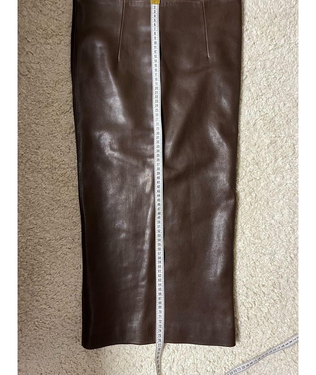 PLANTA ROSA Коричневая кожаная юбка макси, фото 5