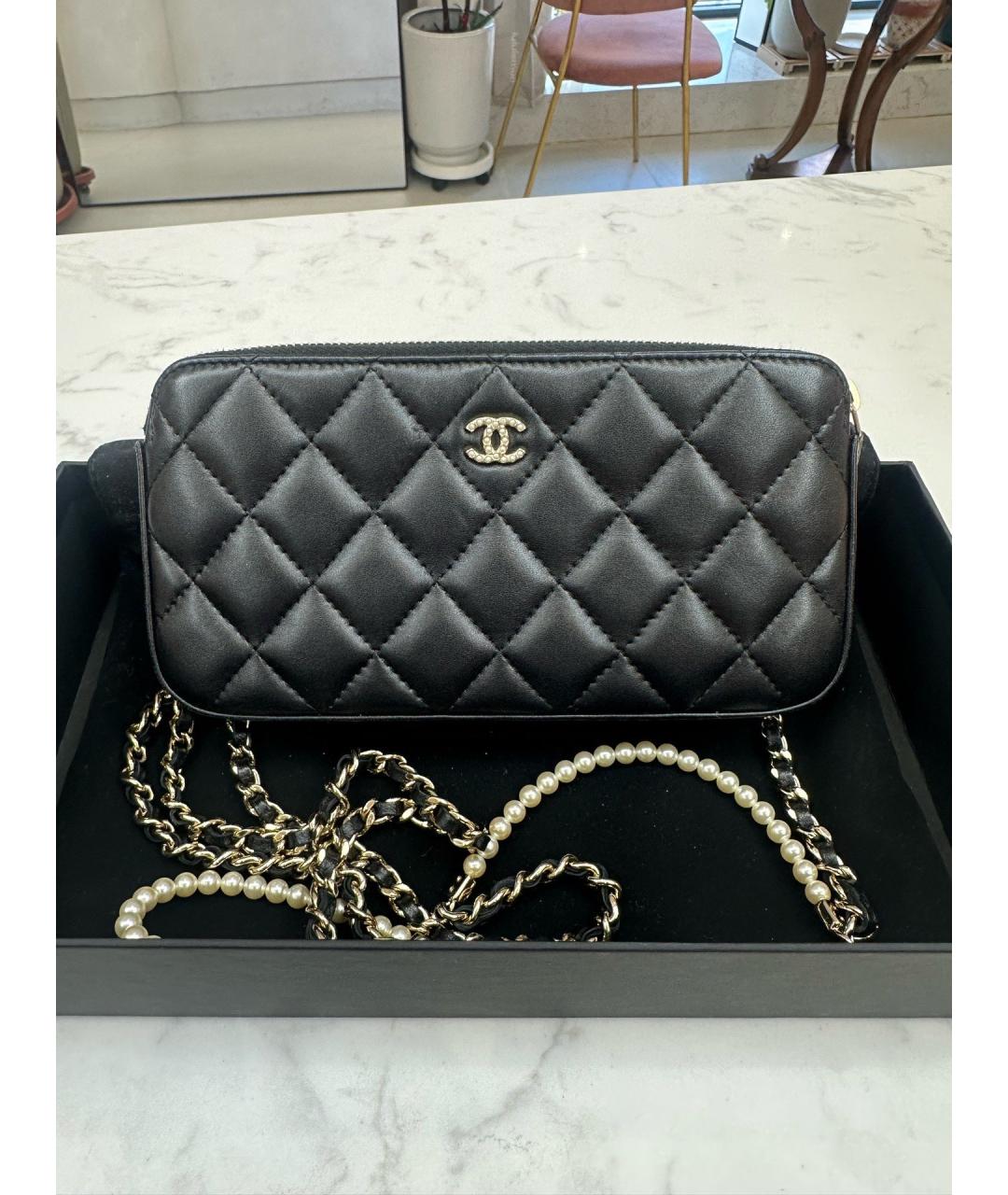 CHANEL Черная кожаная сумка через плечо, фото 4