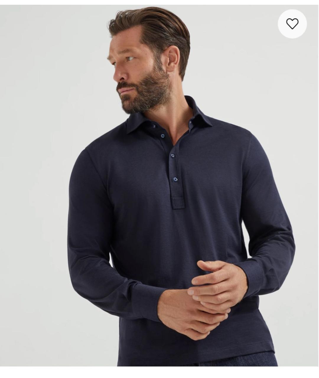 BRUNELLO CUCINELLI Темно-синяя хлопковая классическая рубашка, фото 4