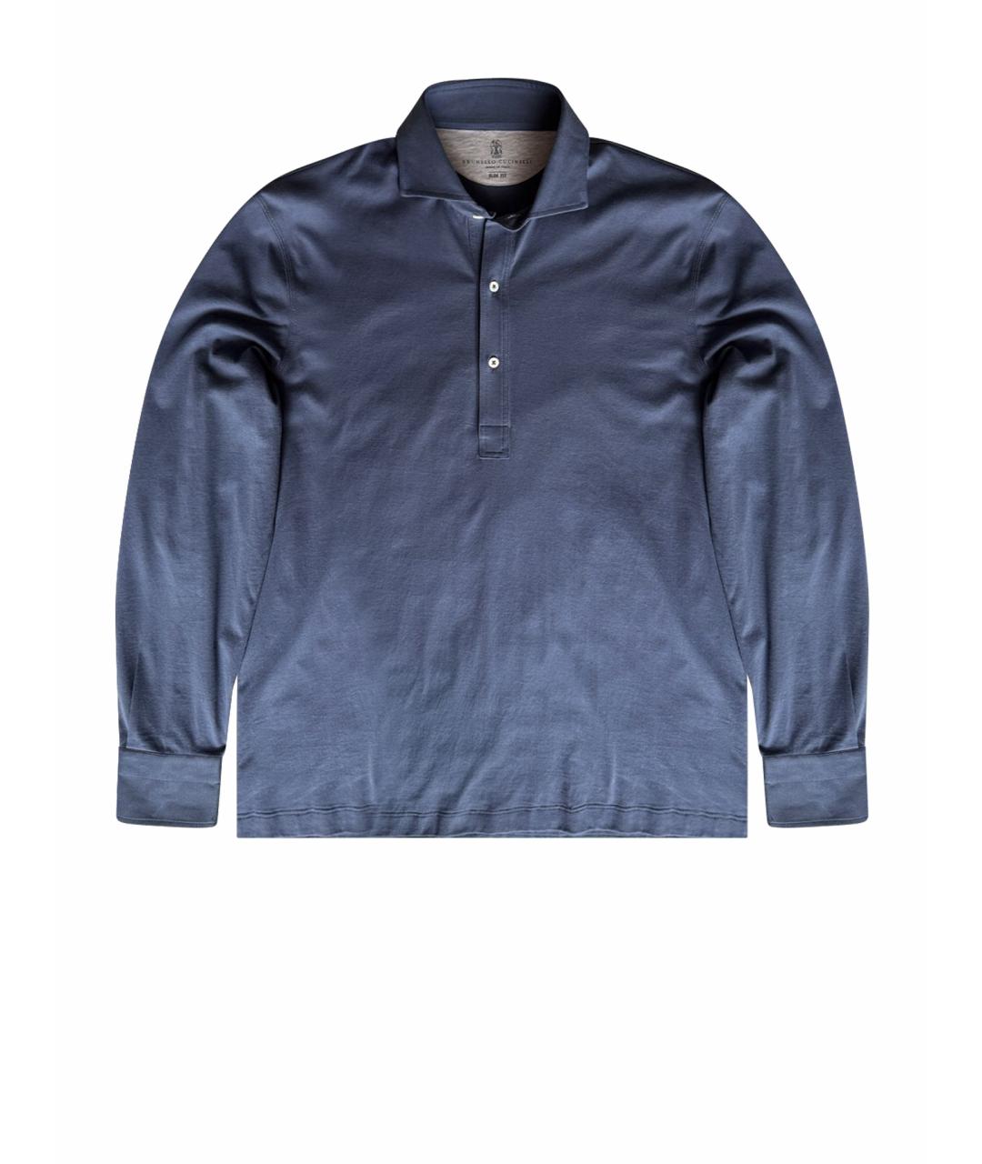 BRUNELLO CUCINELLI Темно-синяя хлопковая классическая рубашка, фото 1