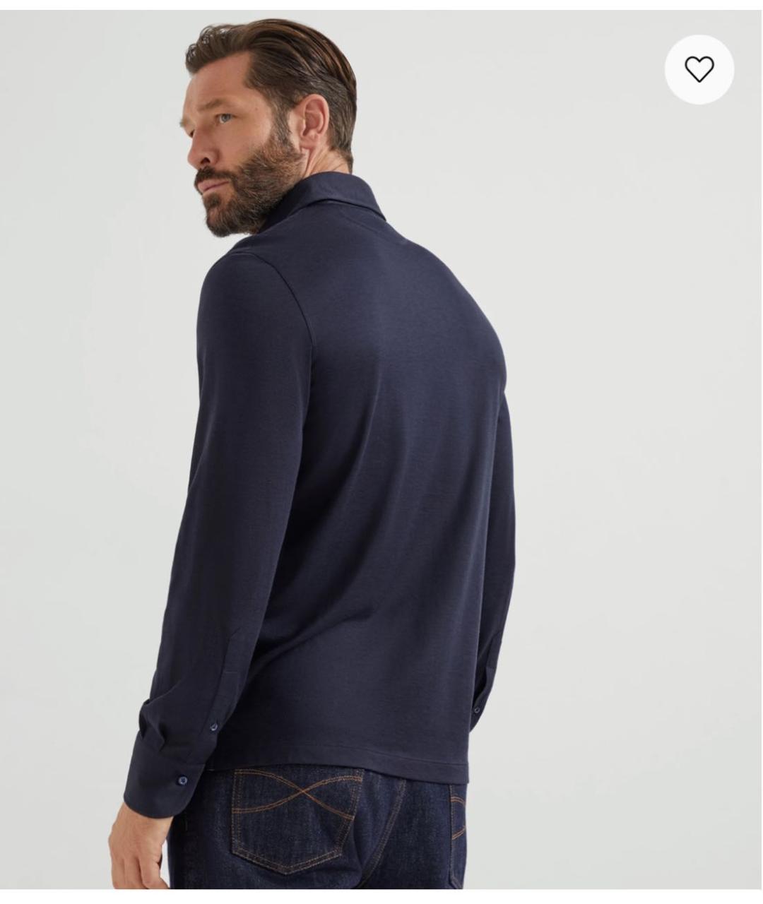 BRUNELLO CUCINELLI Темно-синяя хлопковая классическая рубашка, фото 5