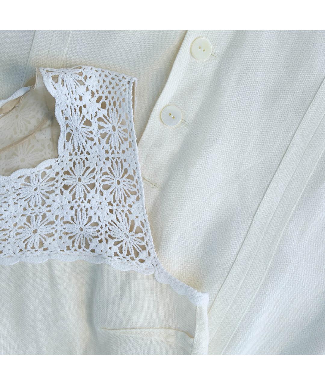 DOLCE&GABBANA Белое льняное повседневное платье, фото 5