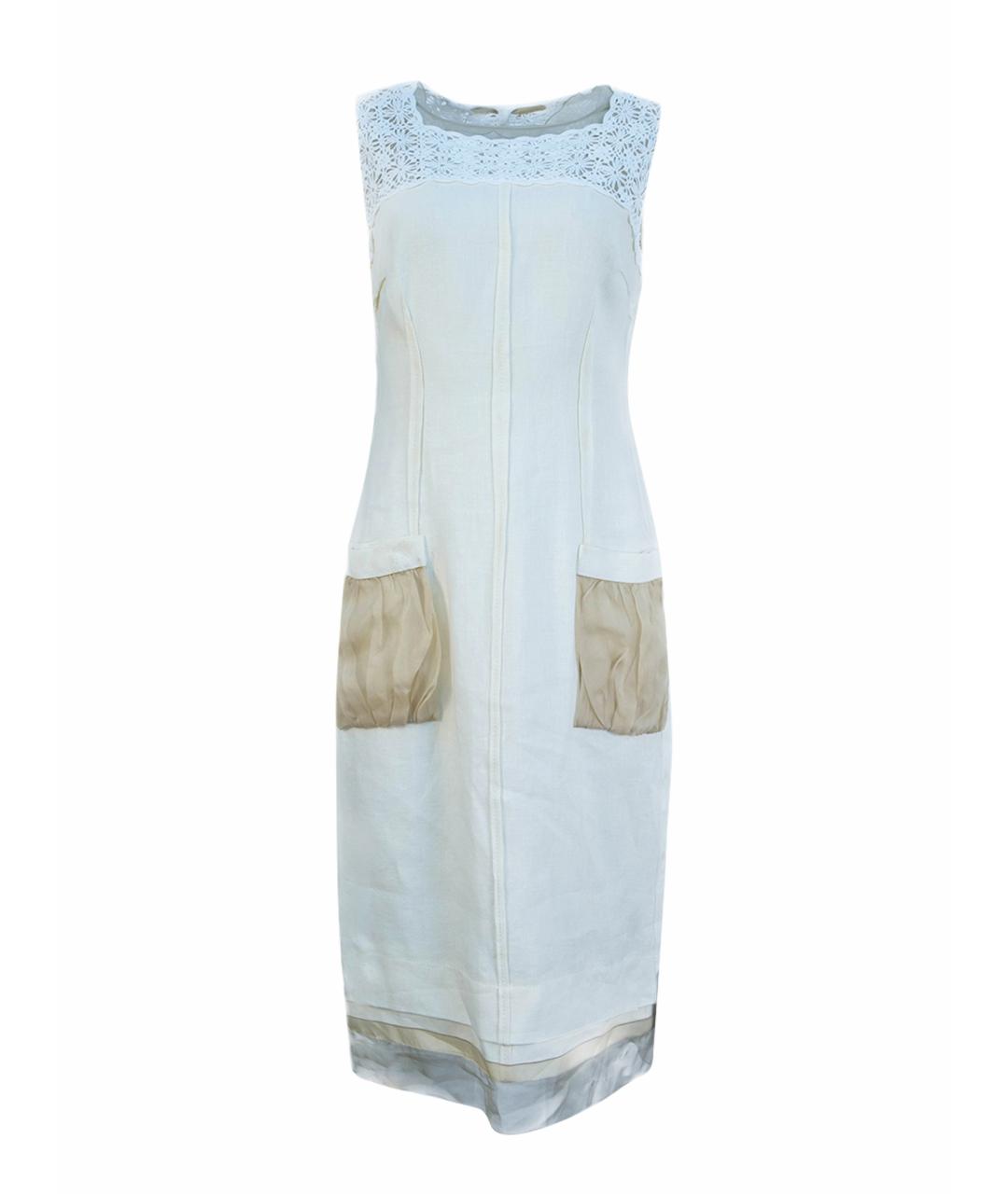 DOLCE&GABBANA Белое льняное повседневное платье, фото 1