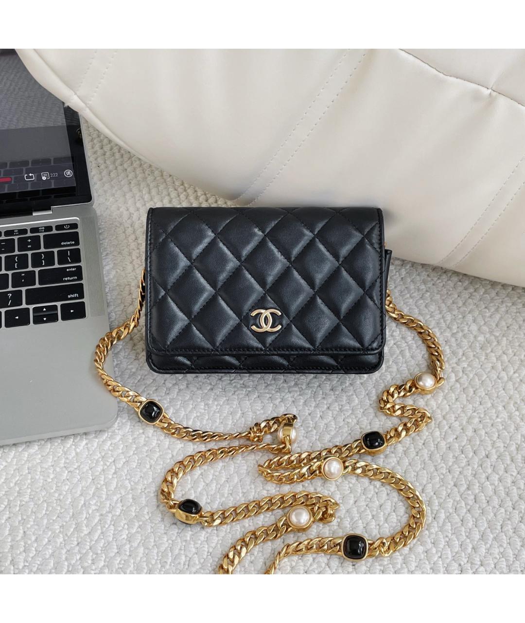 CHANEL Черная кожаная сумка через плечо, фото 10