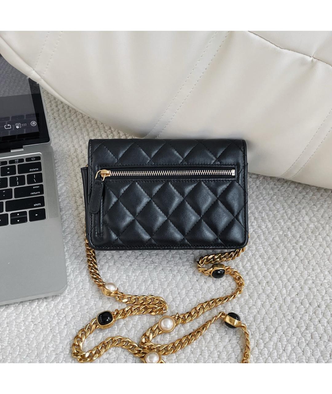 CHANEL Черная кожаная сумка через плечо, фото 2