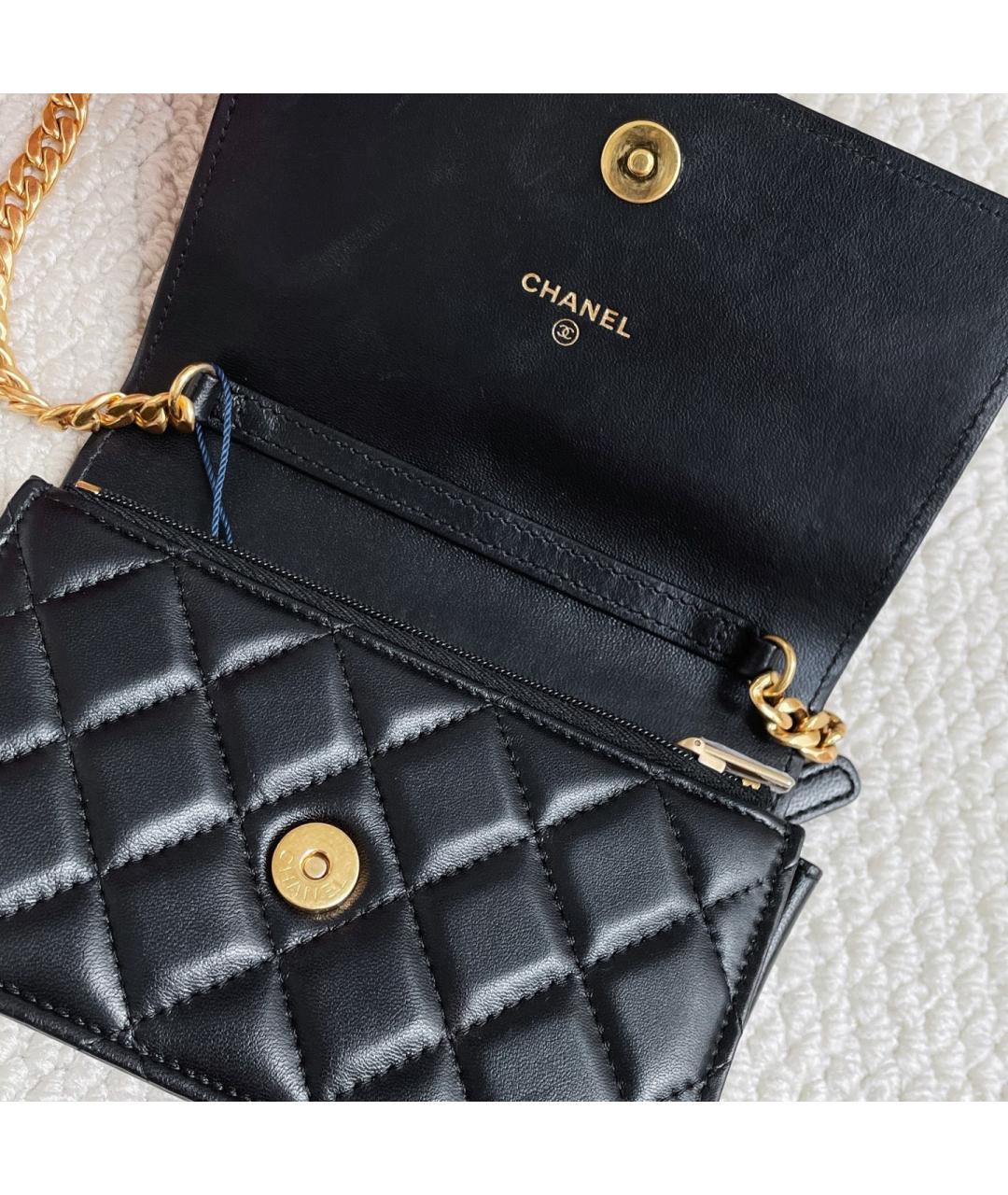 CHANEL Черная кожаная сумка через плечо, фото 8