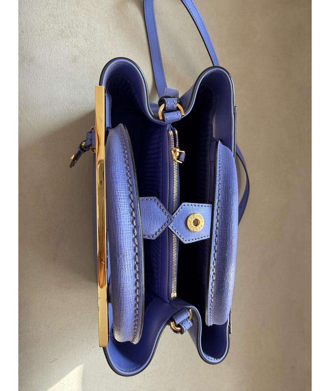 FENDI Синяя кожаная сумка тоут, фото 4