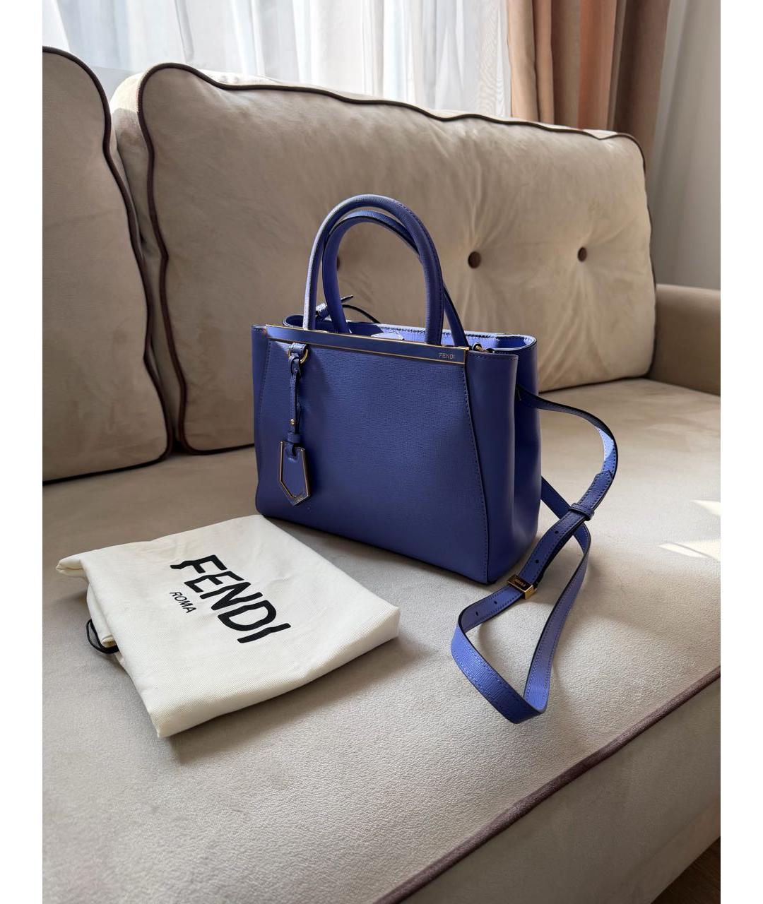 FENDI Синяя кожаная сумка тоут, фото 2