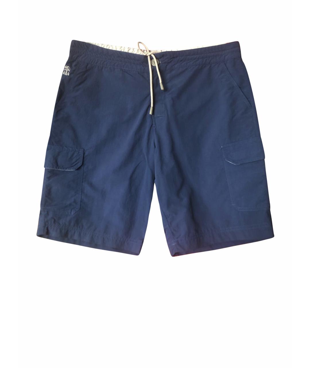 BRUNELLO CUCINELLI Темно-синие сетчатые шорты, фото 1