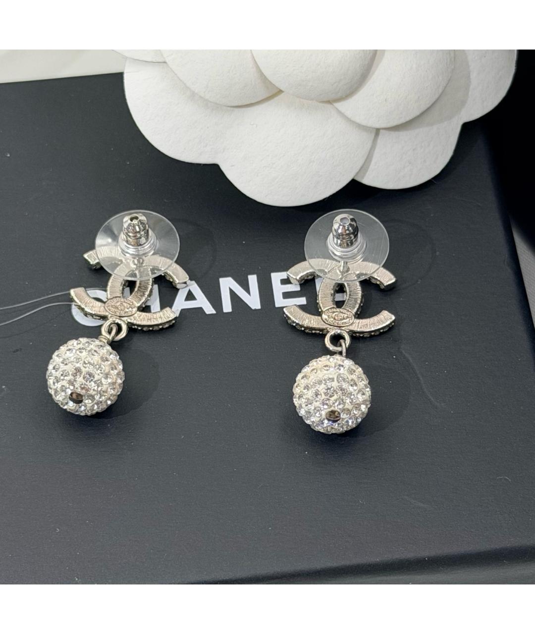 CHANEL Серебряные металлические серьги, фото 2