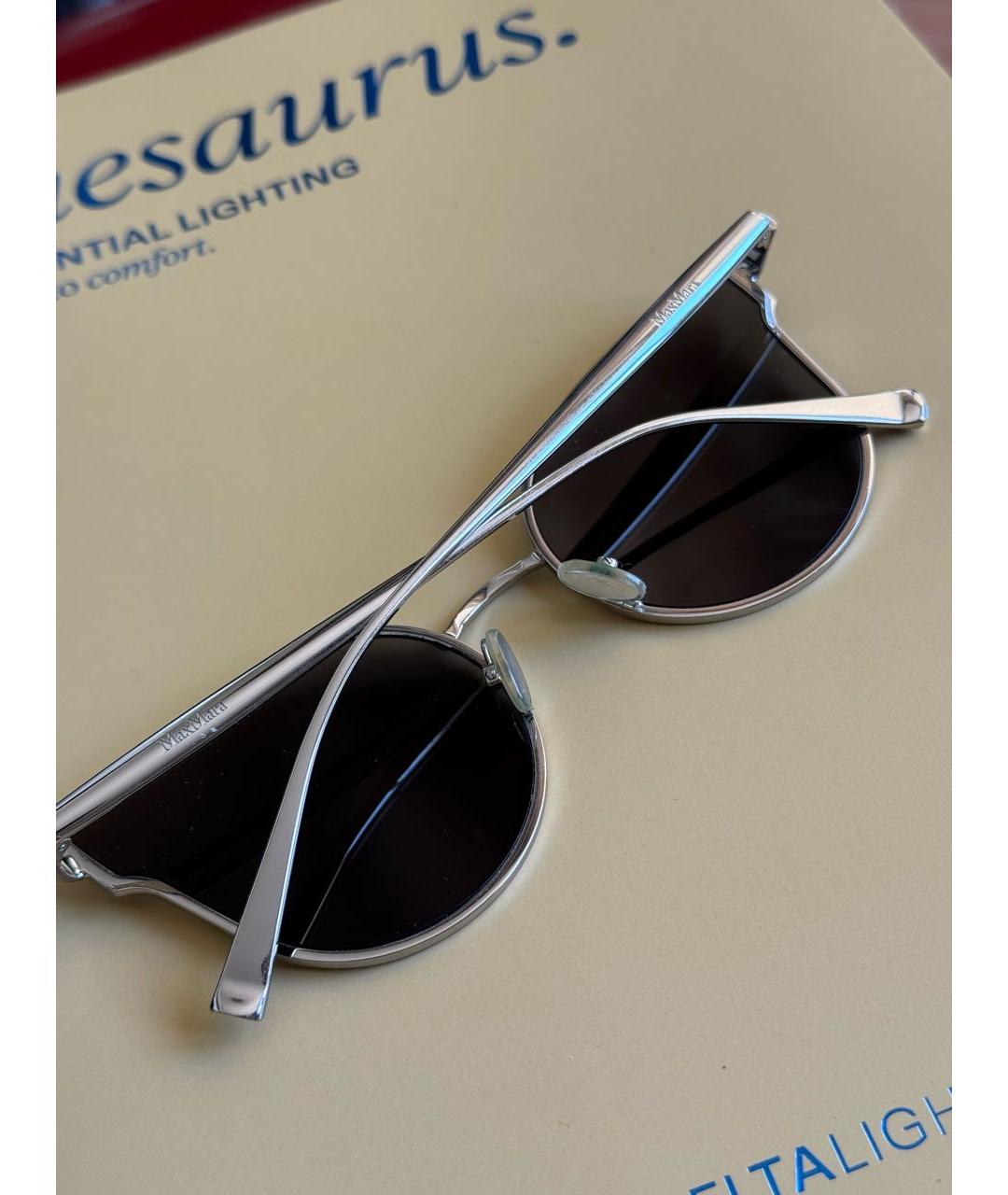 WEEKEND MAX MARA Серебряные металлические солнцезащитные очки, фото 2