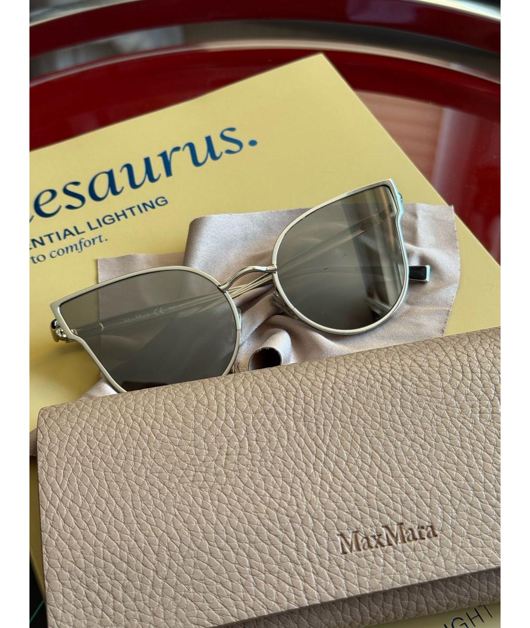 WEEKEND MAX MARA Серебряные металлические солнцезащитные очки, фото 5