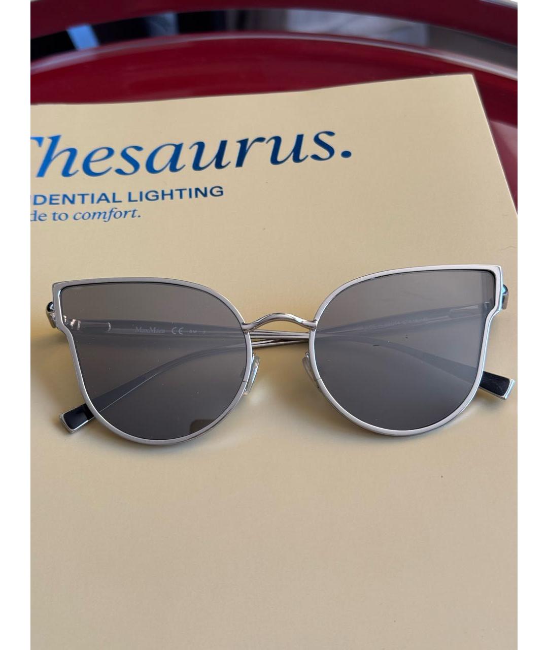 WEEKEND MAX MARA Серебряные металлические солнцезащитные очки, фото 7