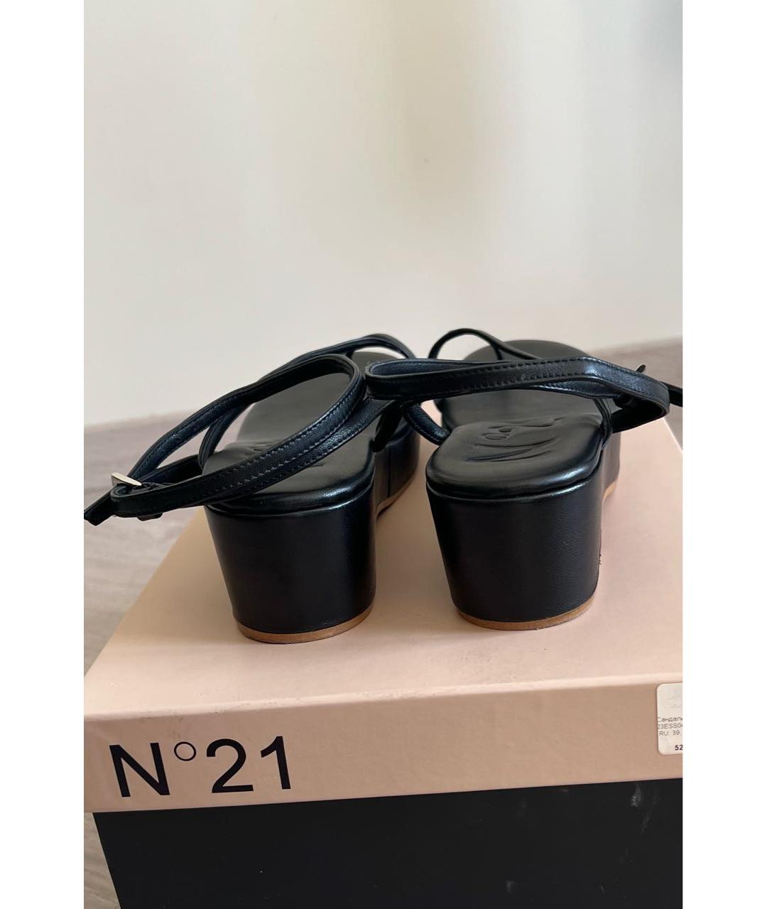 NO. 21 Черные кожаные босоножки, фото 4