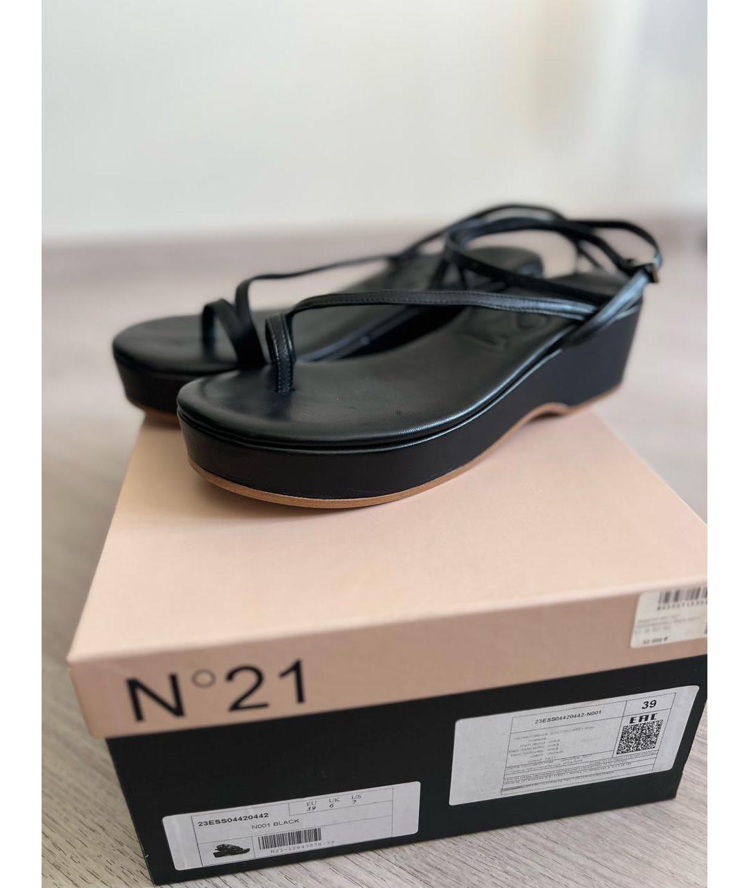 NO. 21 Черные кожаные босоножки, фото 5