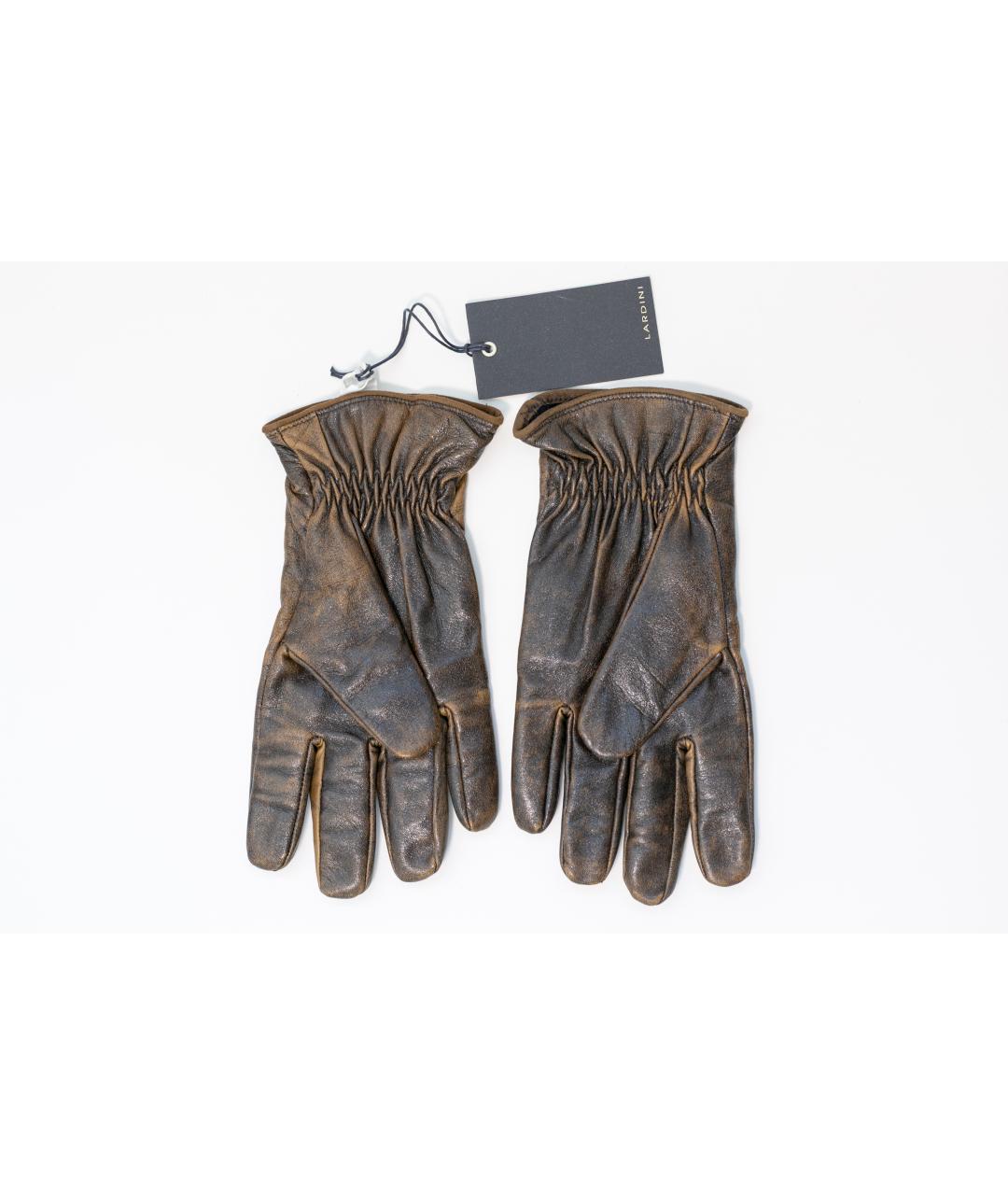 LARDINI Коричневые кожаные перчатки, фото 2
