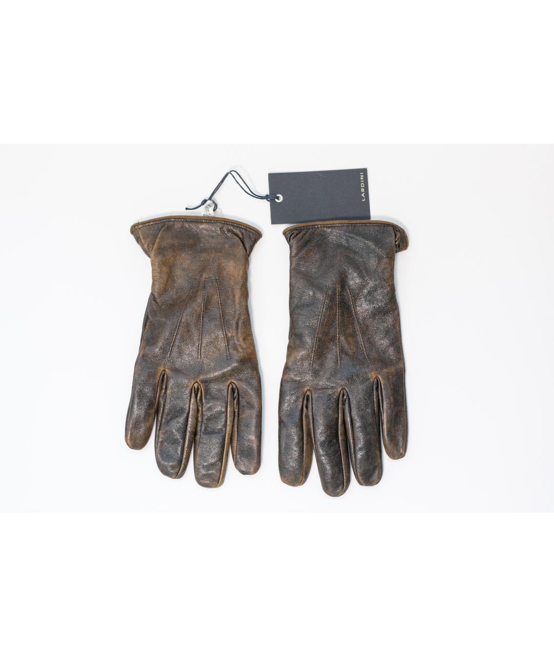 LARDINI Коричневые кожаные перчатки, фото 5