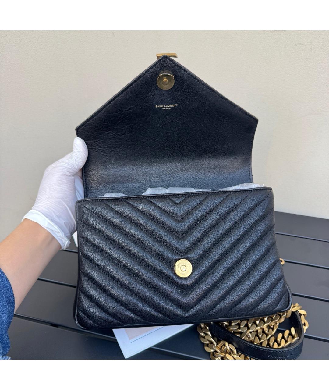 SAINT LAURENT Черная кожаная сумка через плечо, фото 7