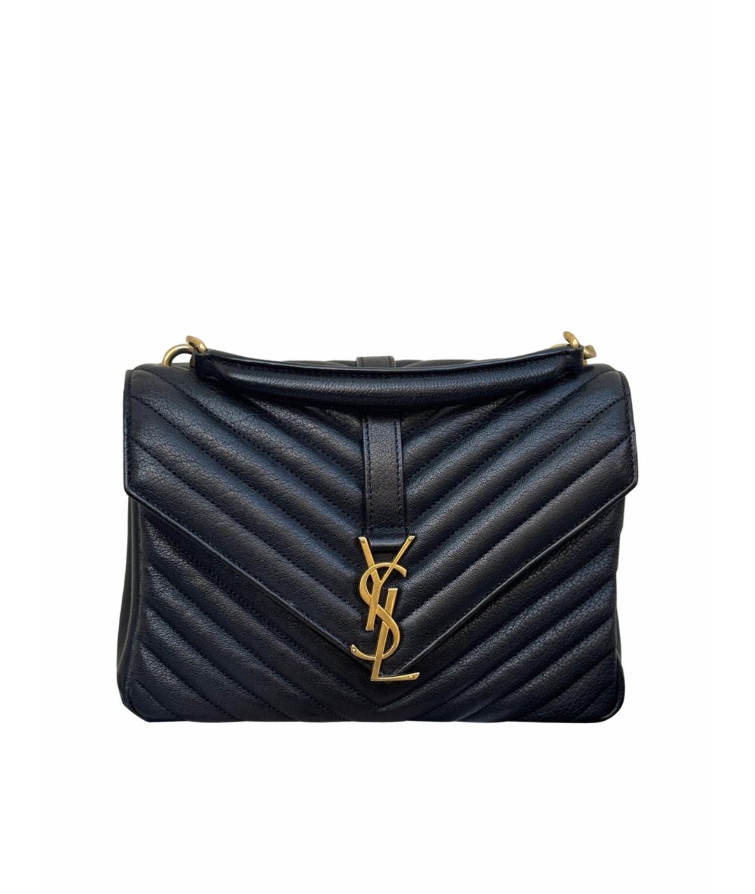 SAINT LAURENT Черная кожаная сумка через плечо, фото 1
