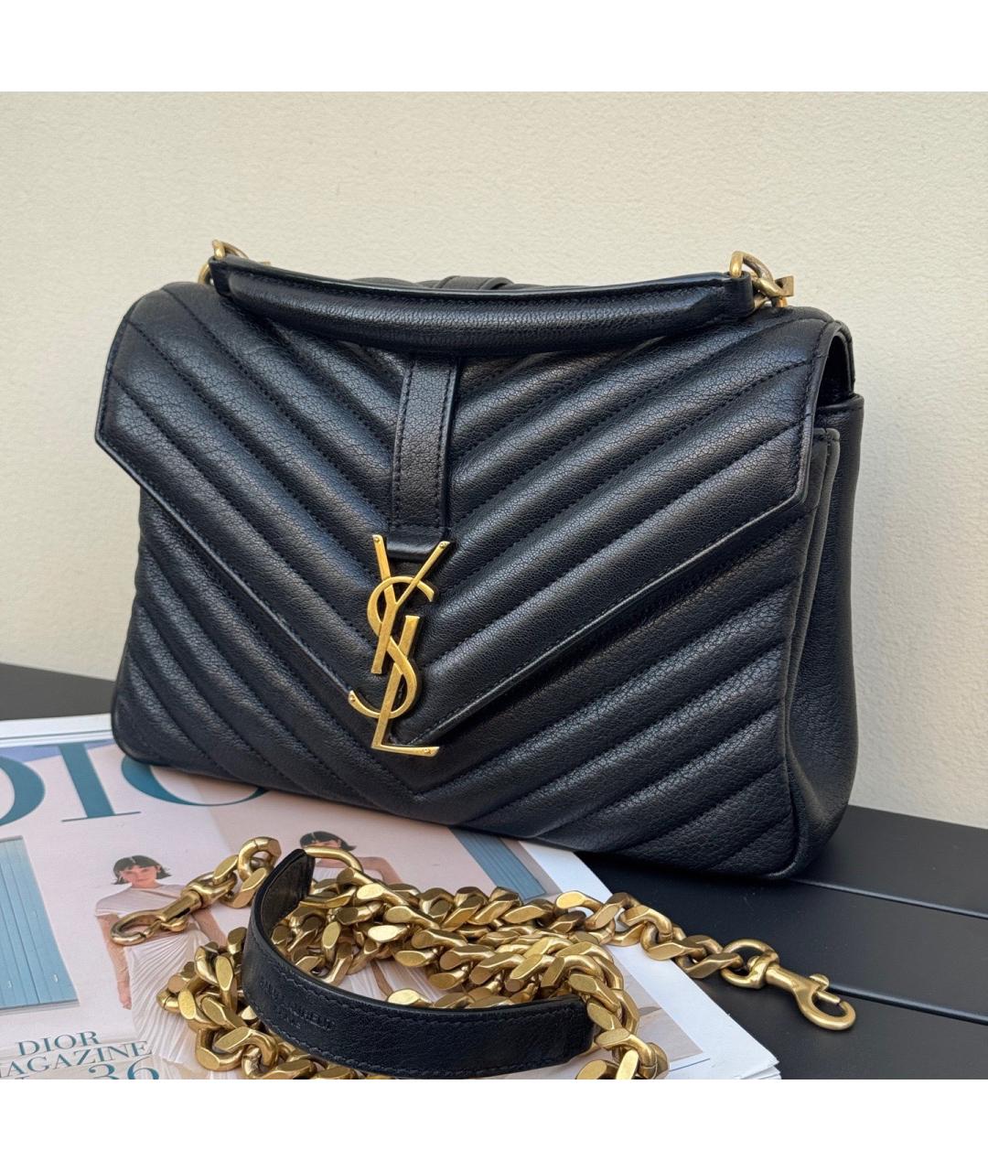 SAINT LAURENT Черная кожаная сумка через плечо, фото 2