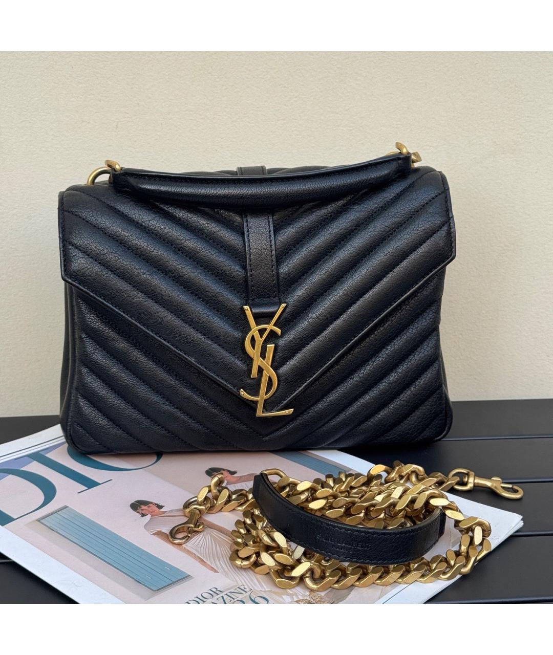 SAINT LAURENT Черная кожаная сумка через плечо, фото 9