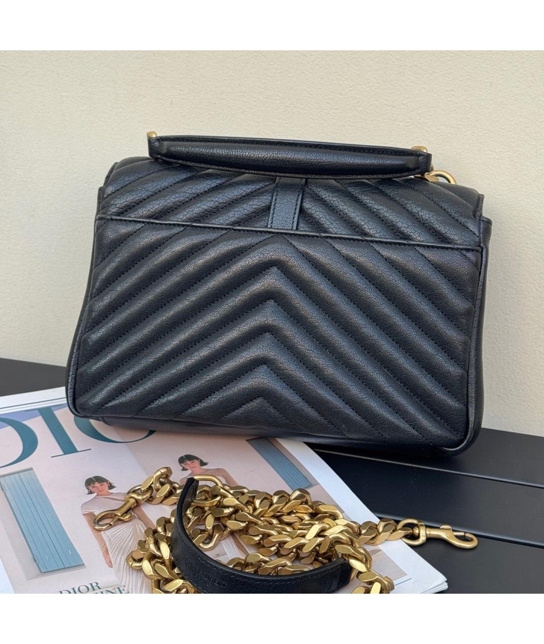 SAINT LAURENT Черная кожаная сумка через плечо, фото 3