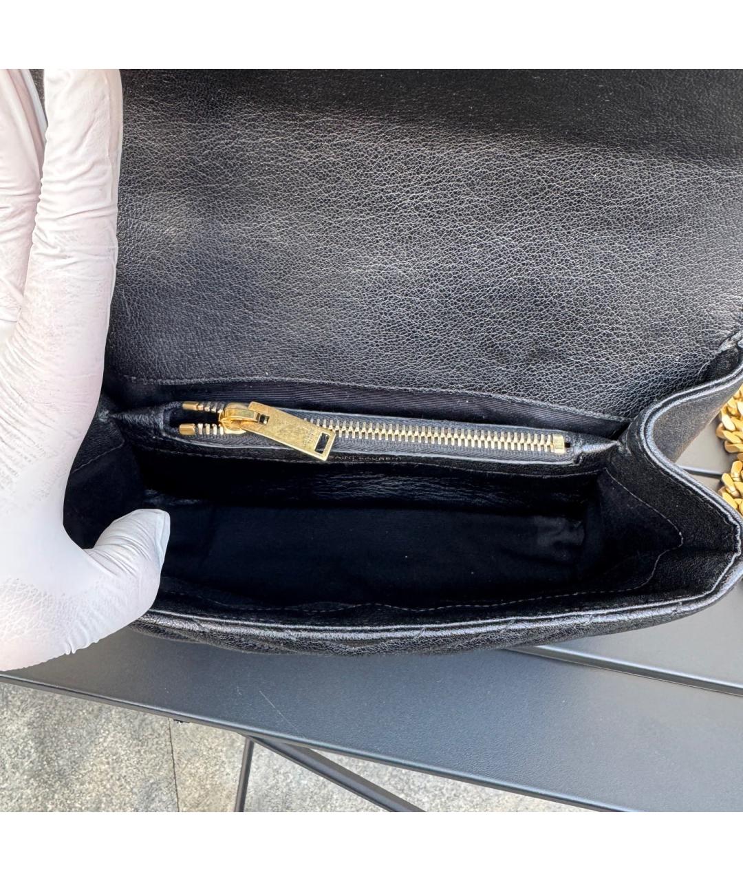SAINT LAURENT Черная кожаная сумка через плечо, фото 8