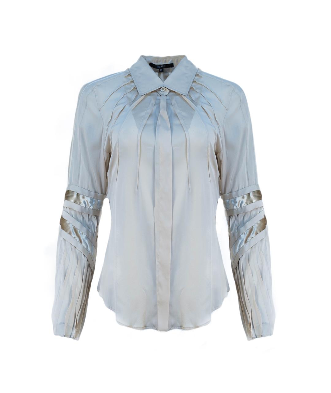 GUCCI Бежевая шелковая блузы, фото 7