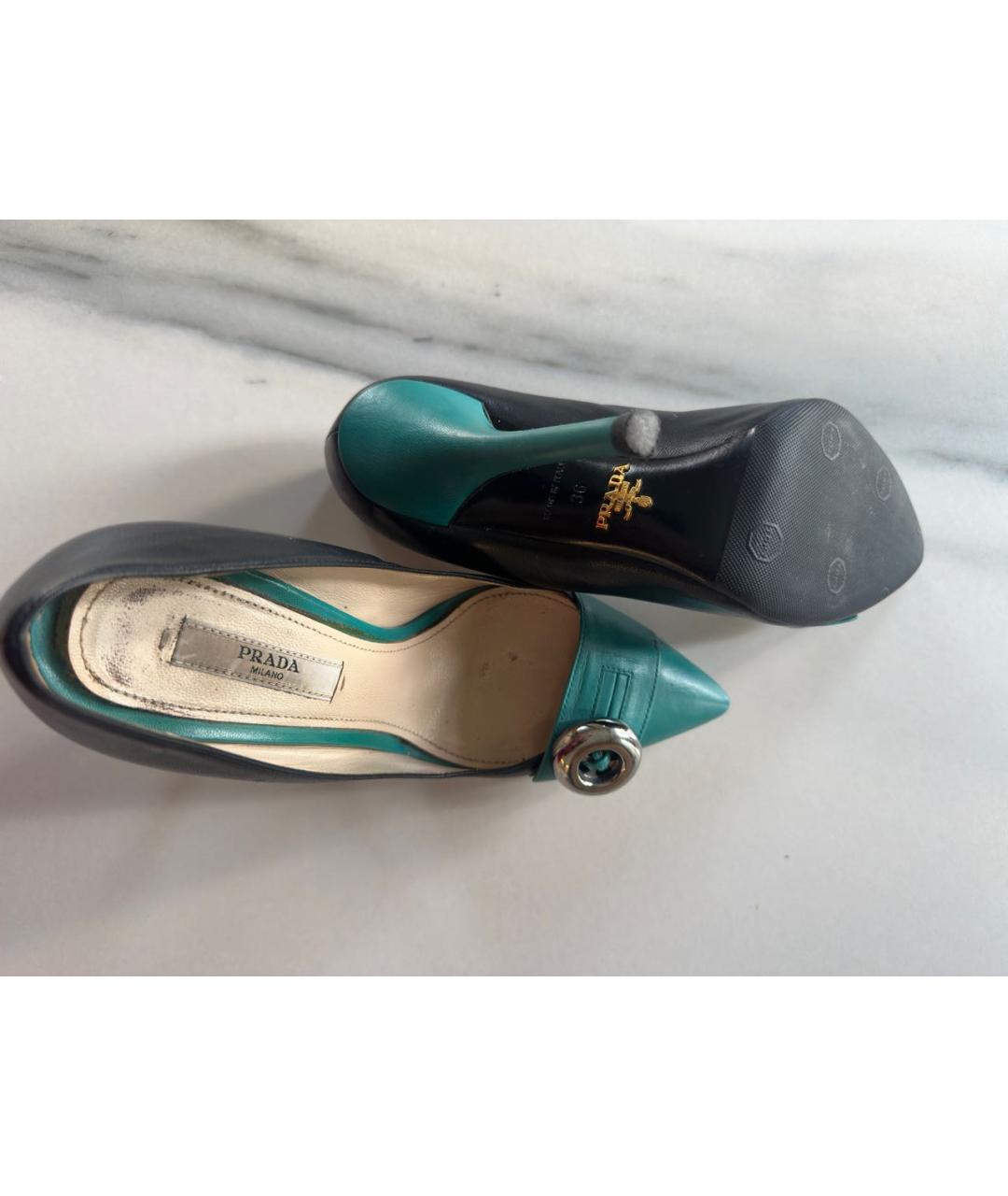 PRADA Зеленые кожаные туфли, фото 8