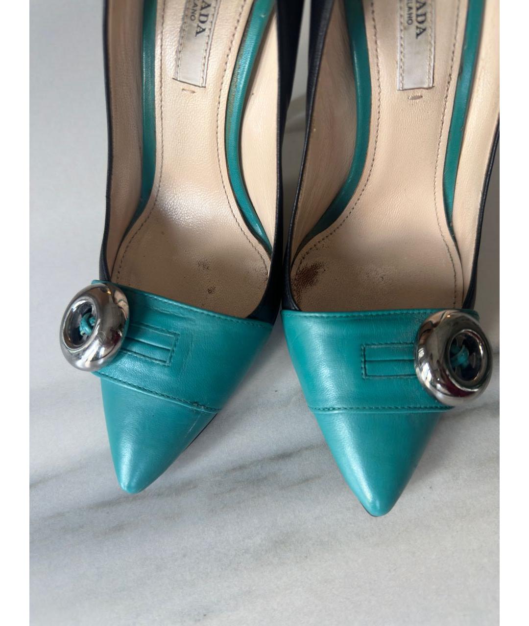 PRADA Зеленые кожаные туфли, фото 2