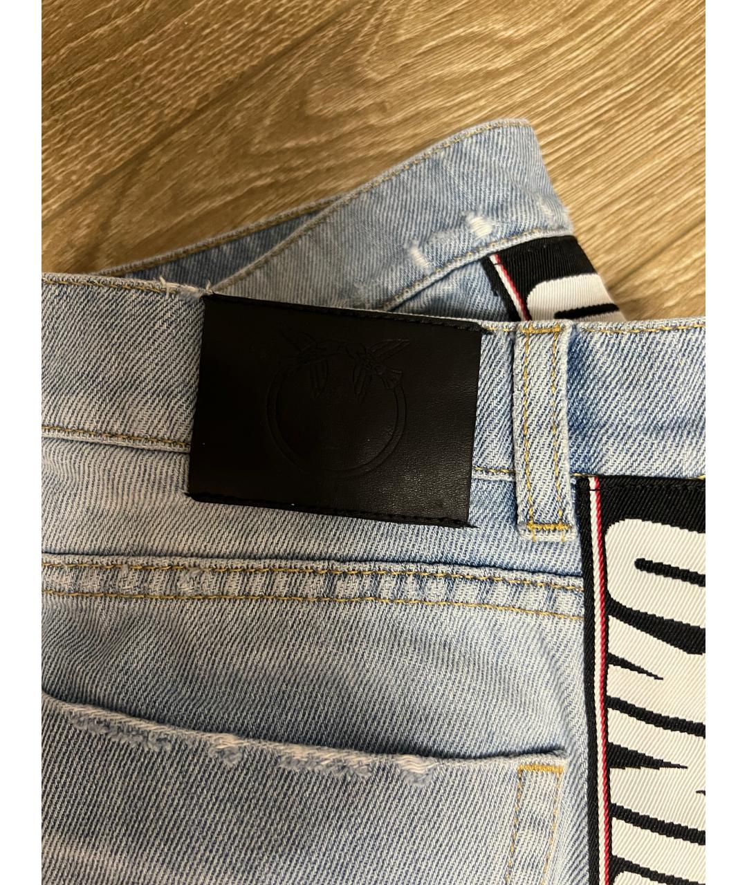 PINKO Голубые хлопковые прямые джинсы, фото 2