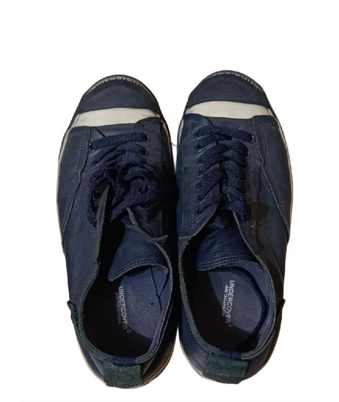 UNDERCOVER Темно-синие кожаные кеды, фото 3