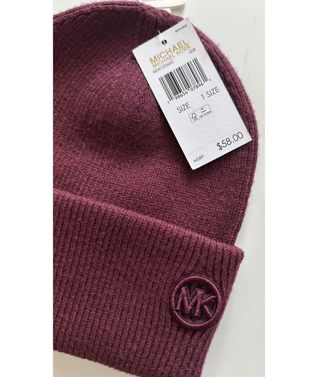 MICHAEL KORS Бордовая хлопковая шапка, фото 2