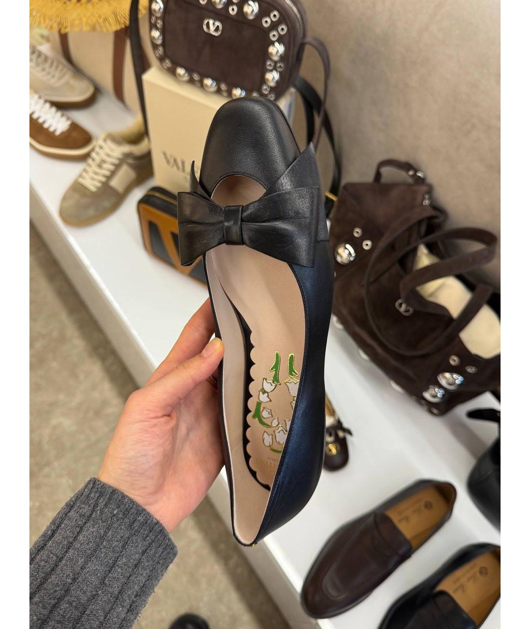 VALENTINO Черные кожаные балетки, фото 4