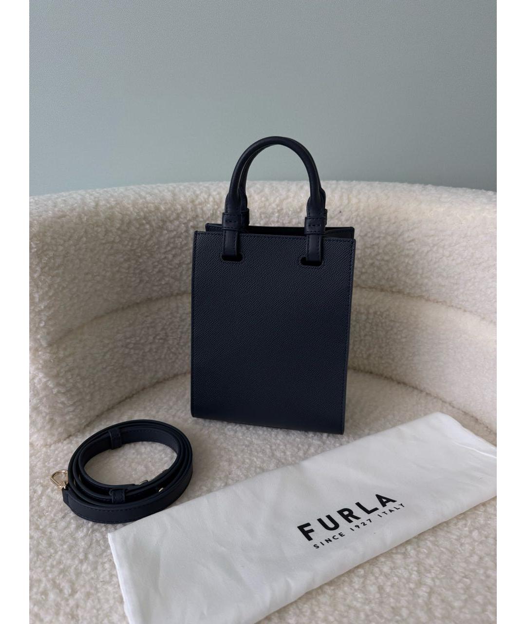 FURLA Темно-синяя кожаная сумка через плечо, фото 3