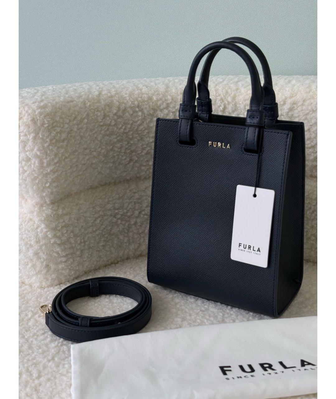 FURLA Темно-синяя кожаная сумка через плечо, фото 2