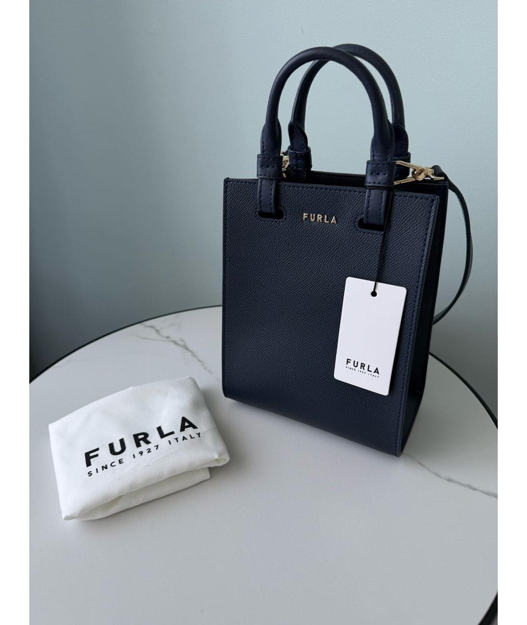 FURLA Темно-синяя кожаная сумка через плечо, фото 5