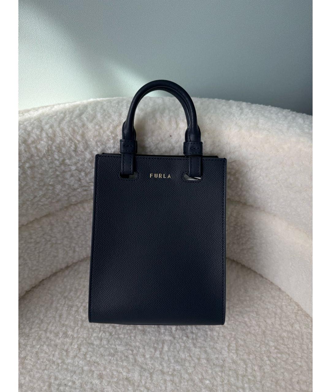 FURLA Темно-синяя кожаная сумка через плечо, фото 9