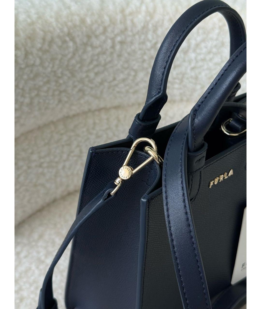 FURLA Темно-синяя кожаная сумка через плечо, фото 6